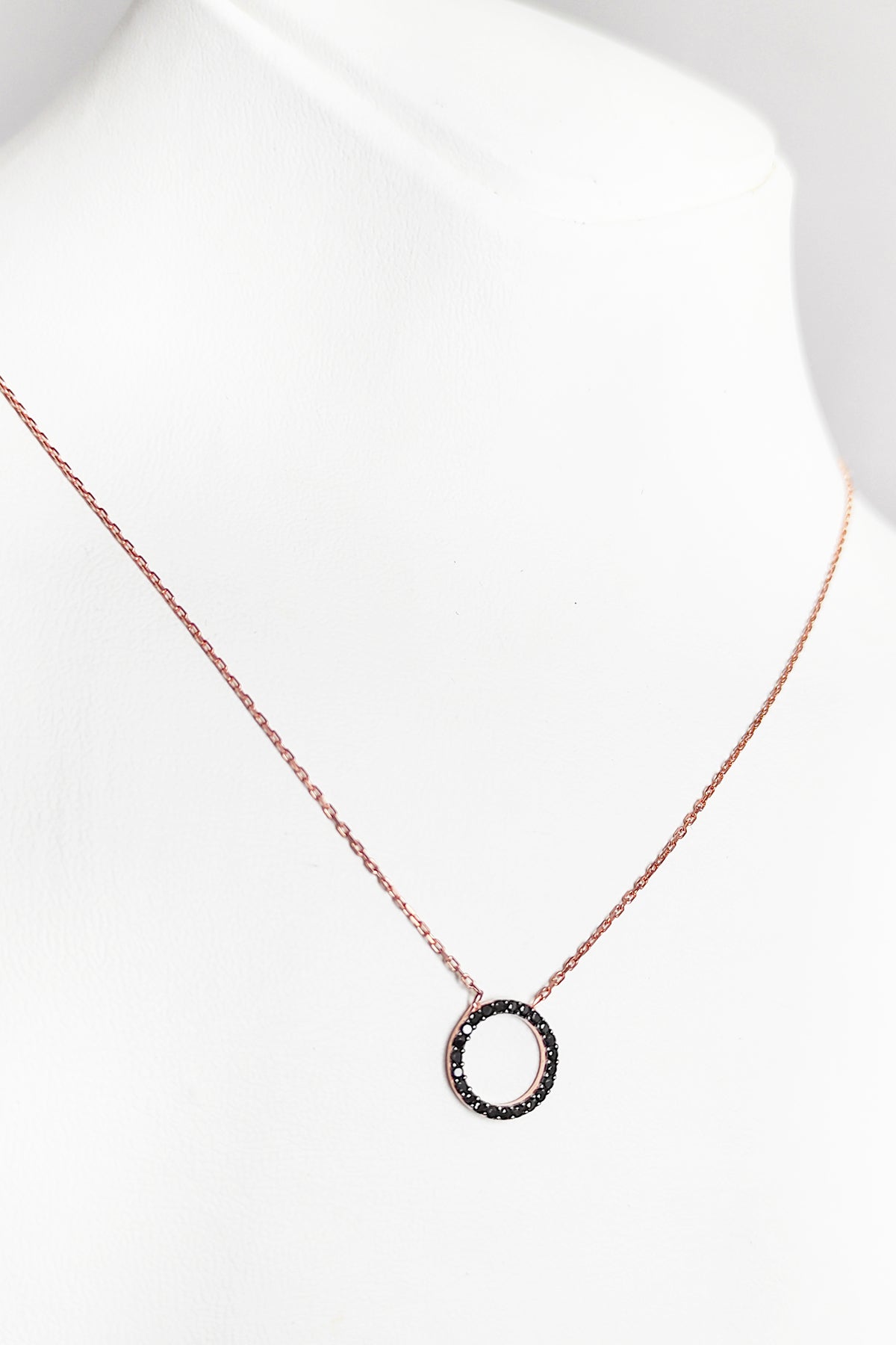 Black Stone Silver Round Necklace