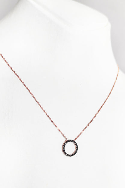 Black Stone Silver Round Necklace