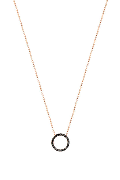 Black Stone Silver Round Necklace