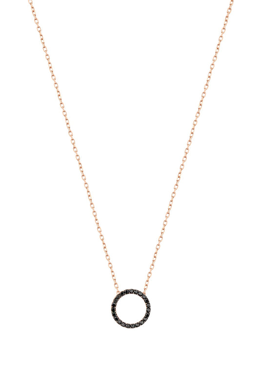 Black Stone Silver Round Necklace