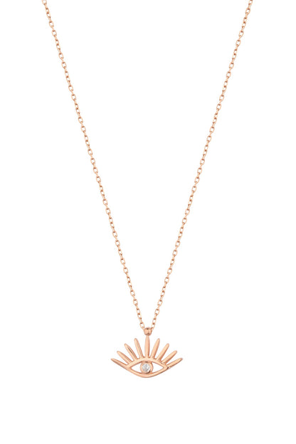 Single Stone Eyelashes Eye Silver Necklace