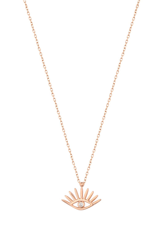 Single Stone Eyelashes Eye Silver Necklace