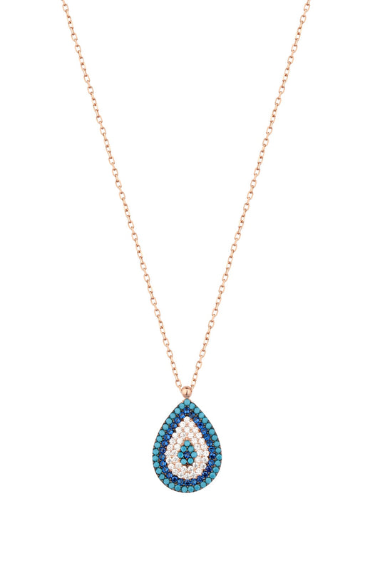 Drop Evil Eye Silver Necklace
