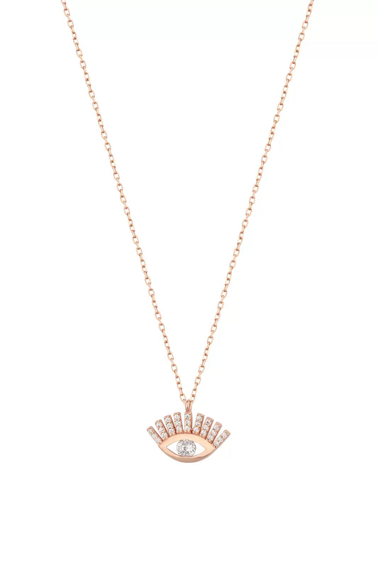 925 Sterling Silver Eyelash Eye Necklace