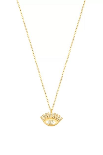 925 Sterling Silver Eyelash Eye Necklace