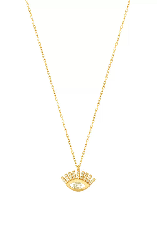925 Sterling Silver Eyelash Eye Necklace