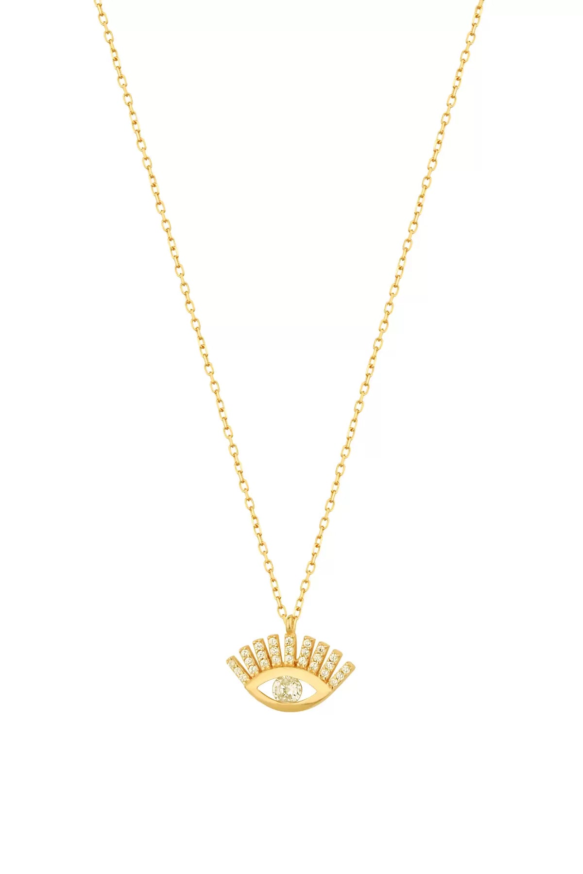 925 Sterling Silver Eyelash Eye Necklace