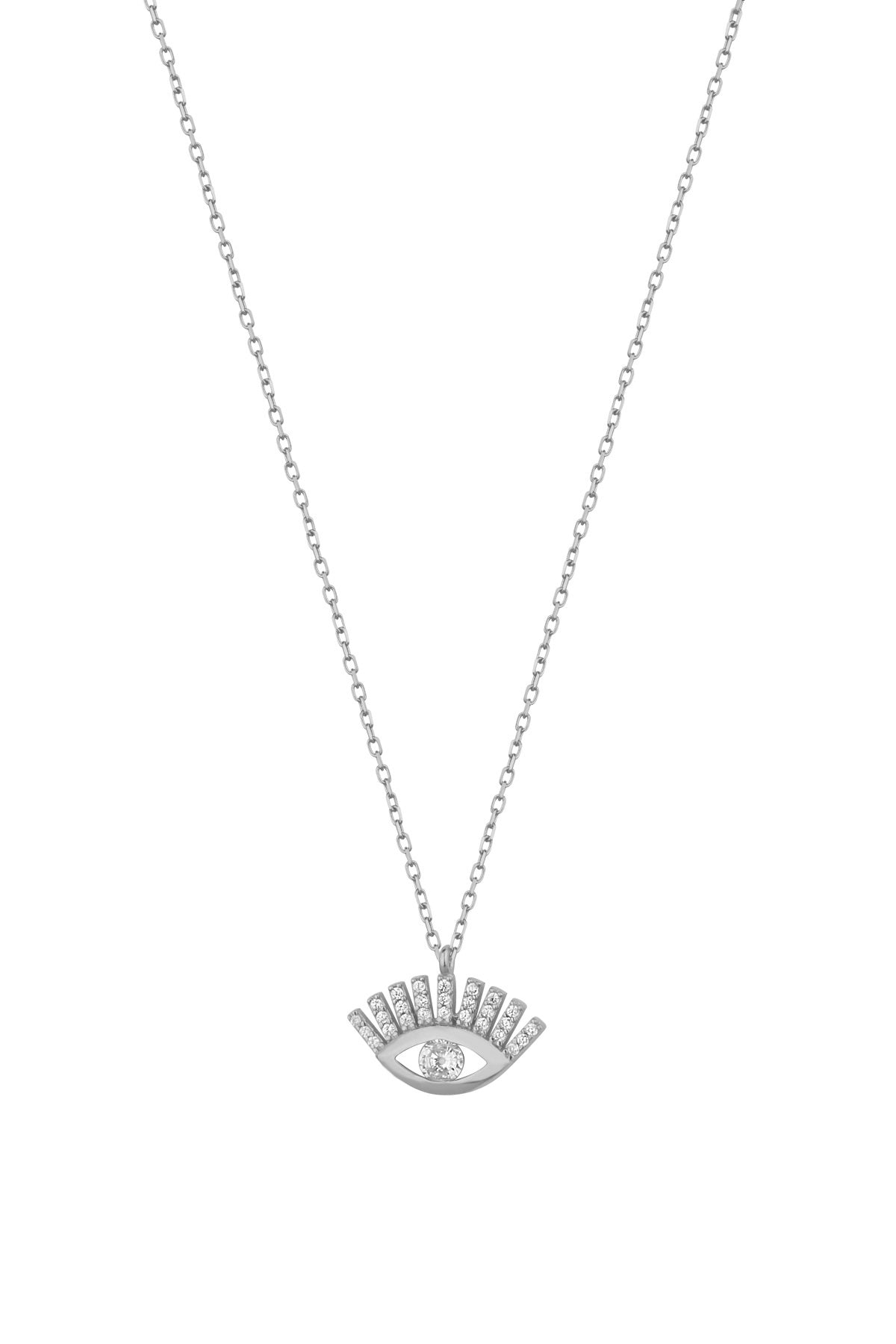 925 Sterling Silver Eyelash Eye Necklace