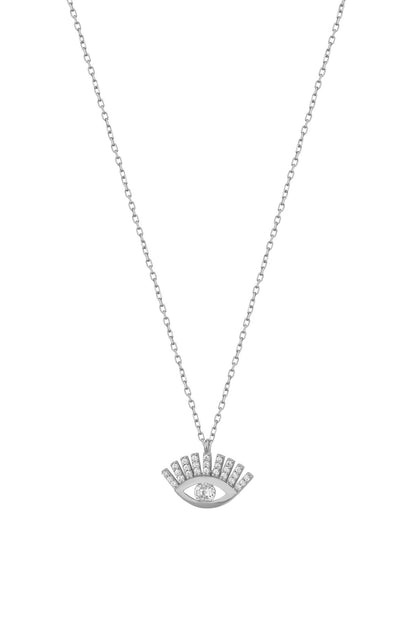 925 Sterling Silver Eyelash Eye Necklace