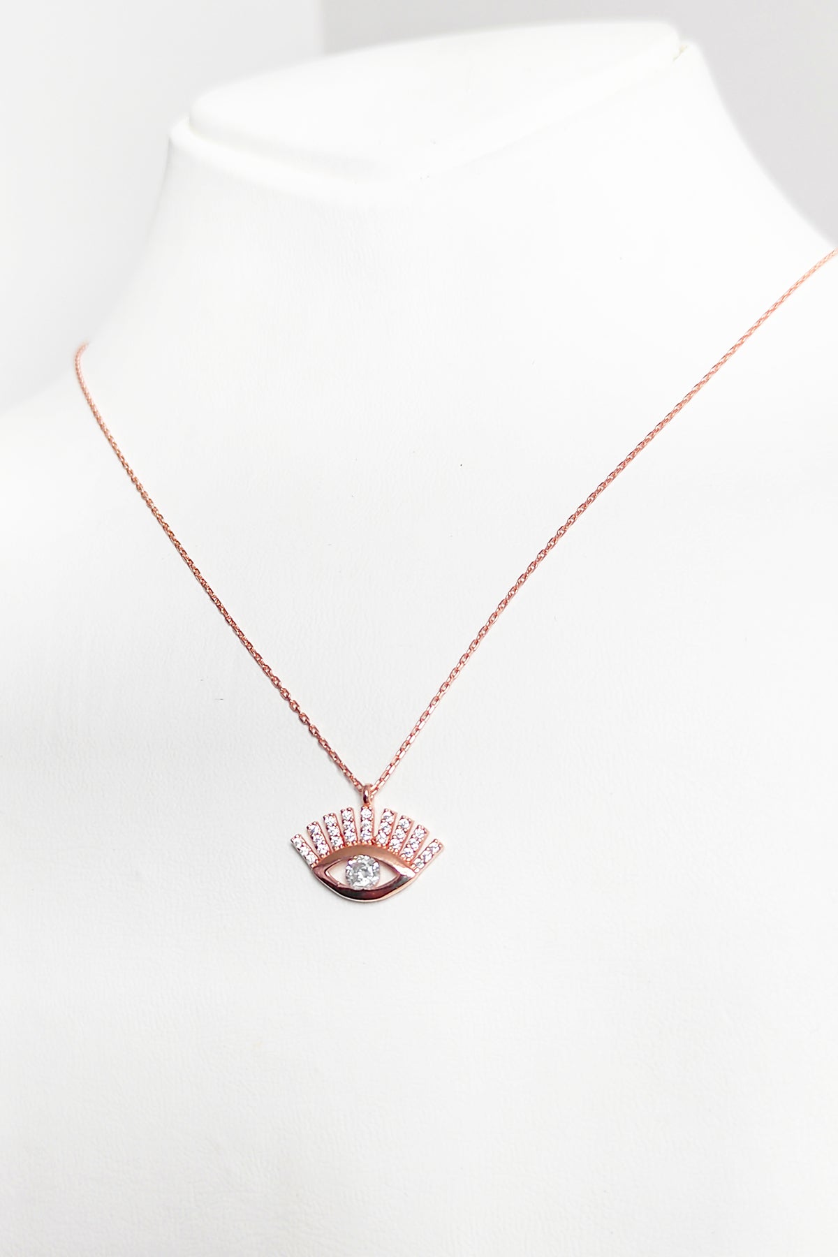 925 Sterling Silver Eyelash Eye Necklace
