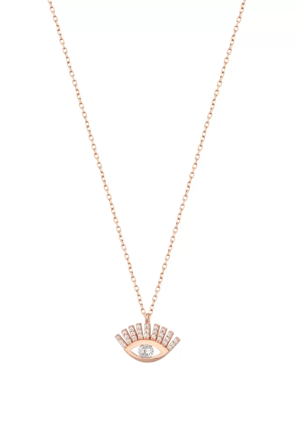 925 Sterling Silver Eyelash Eye Necklace
