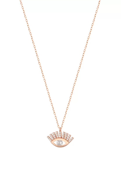 925 Sterling Silver Eyelash Eye Necklace