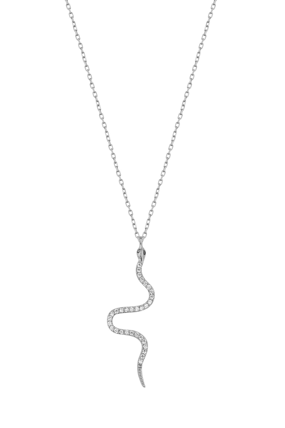 Green Eyed Snake Silver Necklace