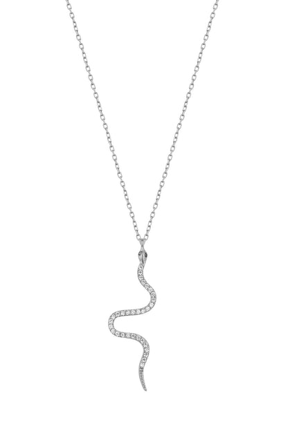 Green Eyed Snake Silver Necklace