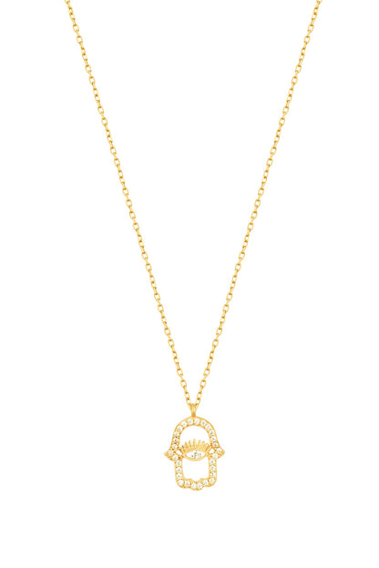 Eye Hamsa Silver Necklace