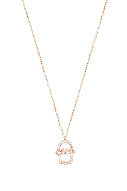 Eye Hamsa Silver Necklace