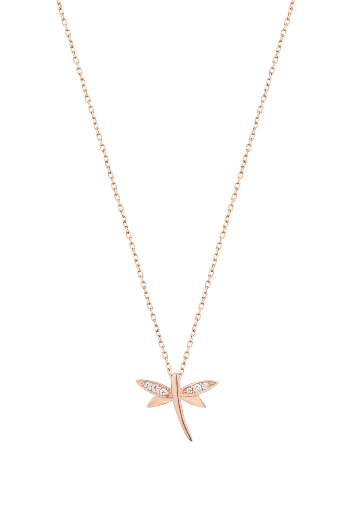 White Stone Dragonfly Silver Necklace