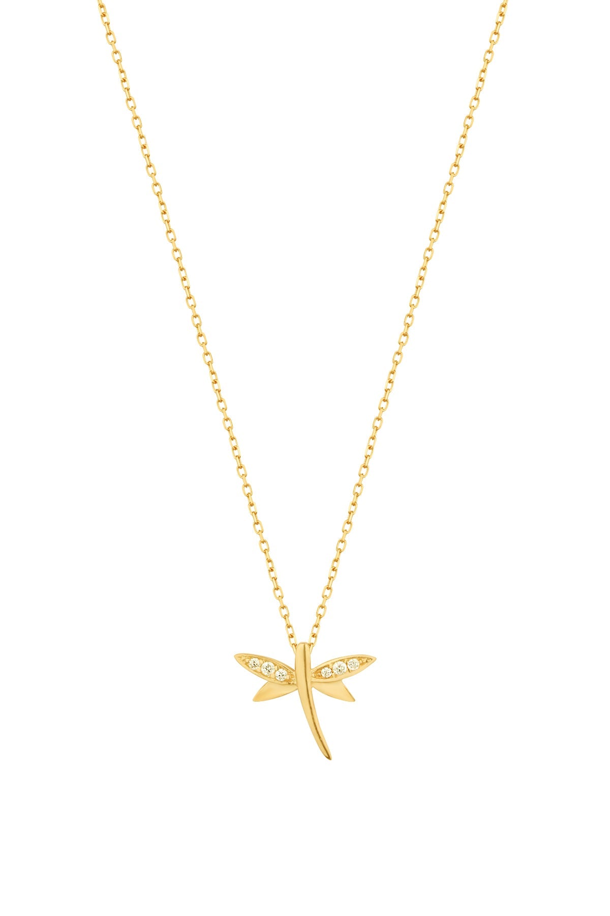 White Stone Dragonfly Silver Necklace