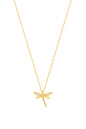 White Stone Dragonfly Silver Necklace