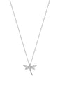 White Stone Dragonfly Silver Necklace