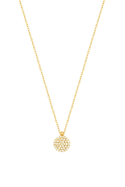 White Stone Lentil Silver Necklace