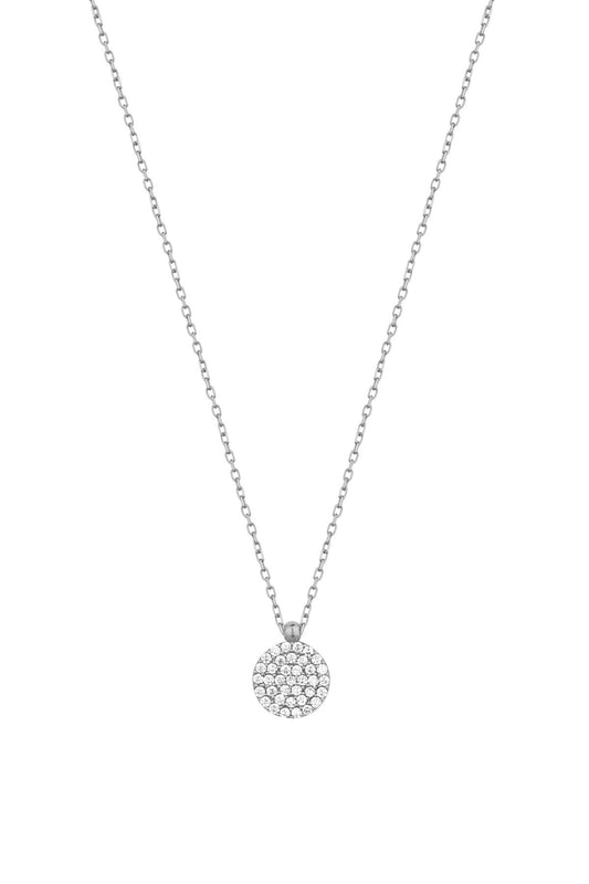 White Stone Lentil Silver Necklace