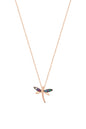 Colored Stone Dragonfly Silver Necklace