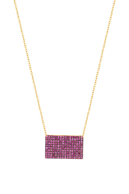 Pink Stone Silver Letter Necklace