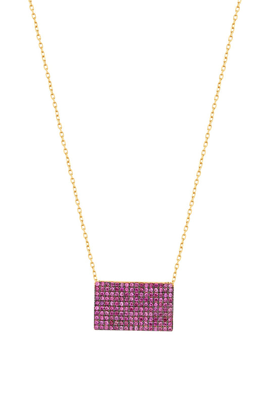 Pink Stone Silver Letter Necklace