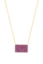 Pink Stone Silver Letter Necklace