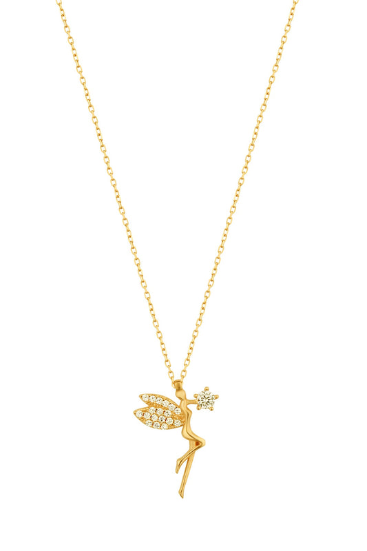 White Stone Angel Silver Necklace