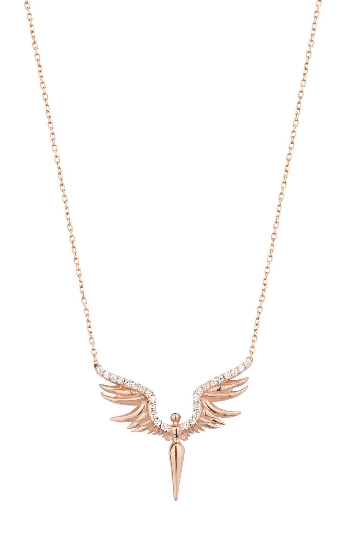 White Stone Angel Silver Necklace
