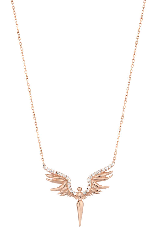 White Stone Angel Silver Necklace
