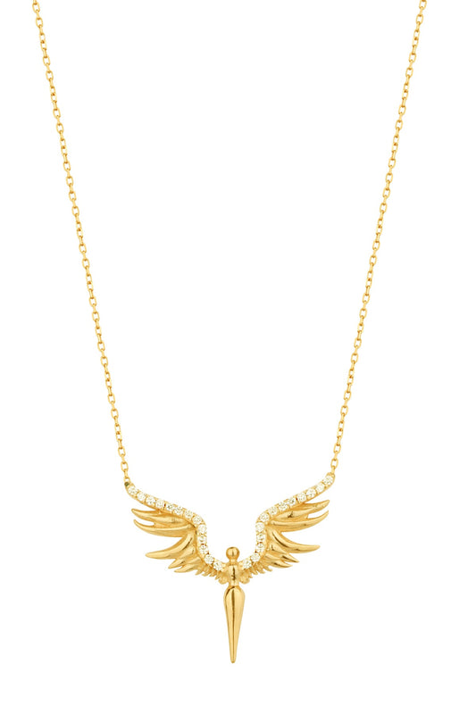 White Stone Angel Silver Necklace