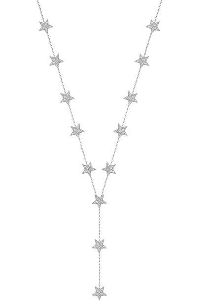 Multi Star Y Silver Necklace