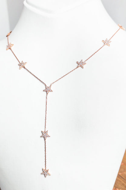 Multi Star Y Silver Necklace