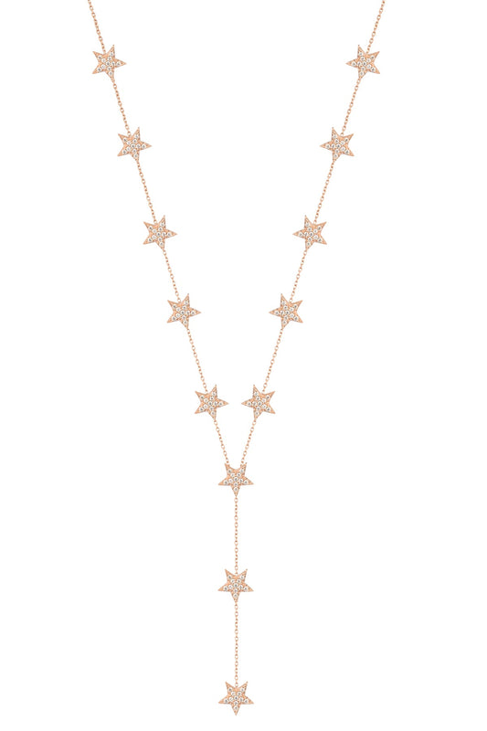 Multi Star Y Silver Necklace
