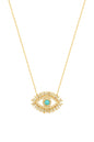Baguette Stone Eye Silver Necklace