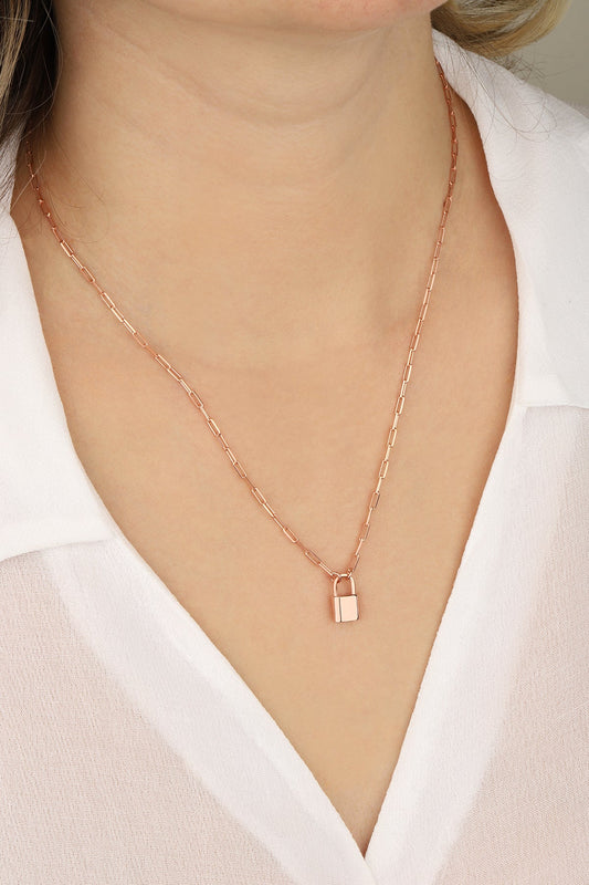 Sterling Silver Lock Necklace