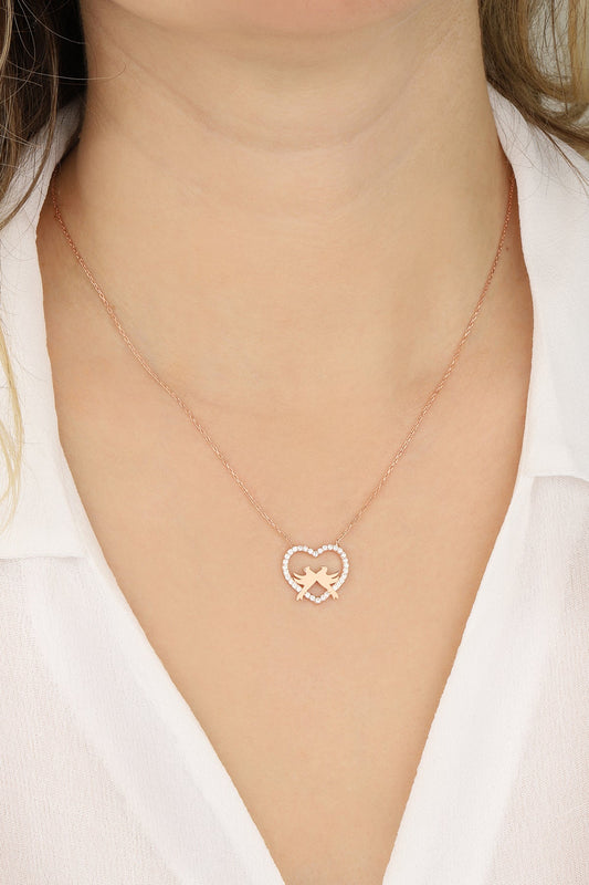 Bird Heart Silver Necklace