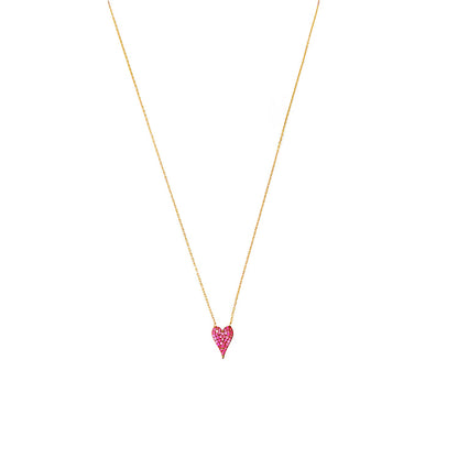 Pink Stone Small Heart Necklace