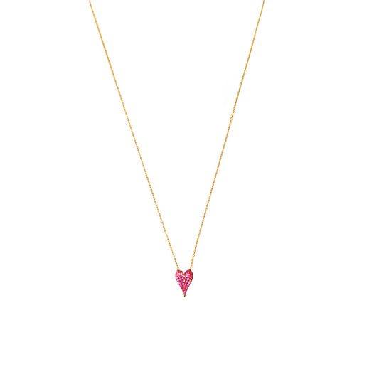 Pink Stone Small Heart Necklace