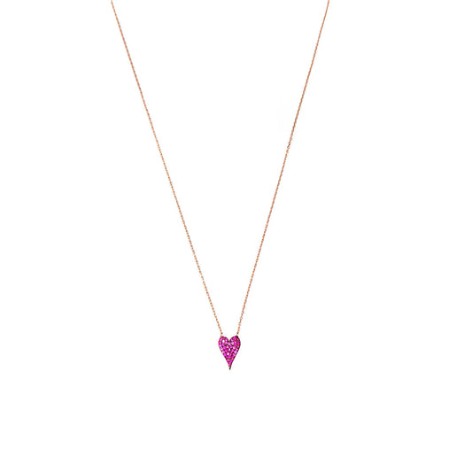 Pink Stone Small Heart Necklace