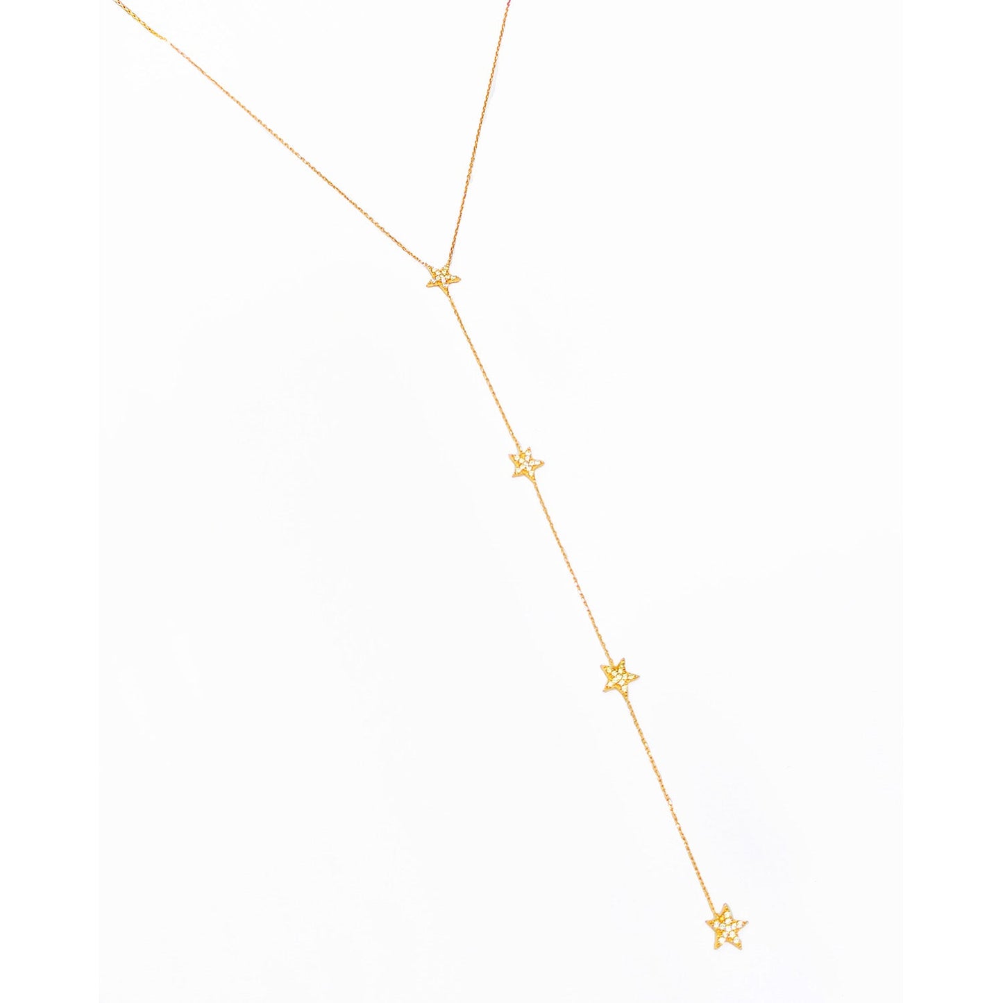 Long Necklace Y Necklaces with Stars, Extra Long Necklaces, Silver Cz Necklaces, Zirconia Necklaces
