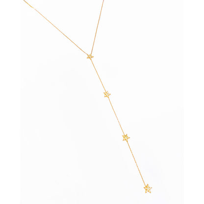 Long Necklace Y Necklaces with Stars, Extra Long Necklaces, Silver Cz Necklaces, Zirconia Necklaces