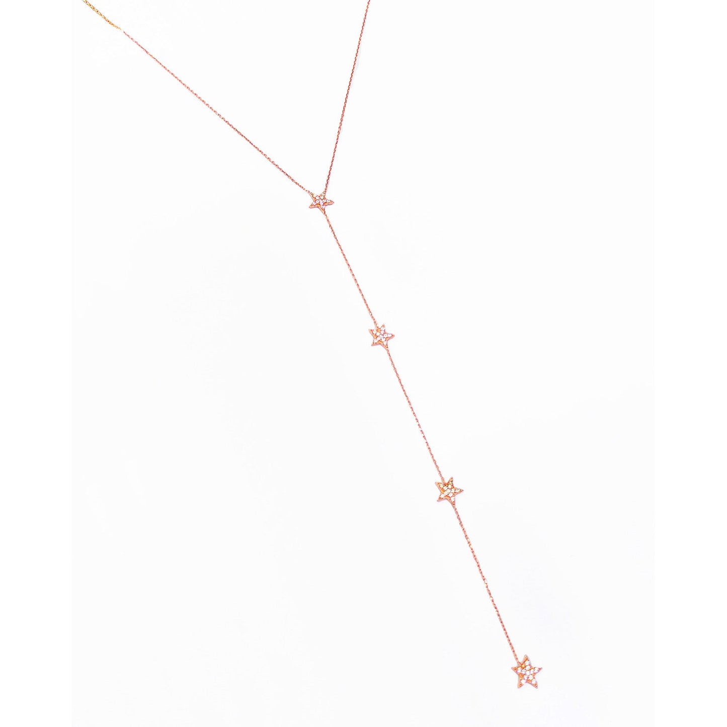 Long Necklace Y Necklaces with Stars, Extra Long Necklaces, Silver Cz Necklaces, Zirconia Necklaces