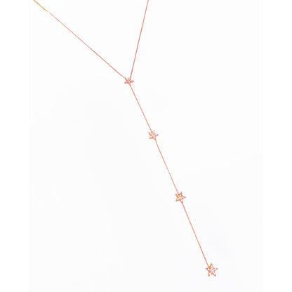 Long Necklace Y Necklaces with Stars, Extra Long Necklaces, Silver Cz Necklaces, Zirconia Necklaces