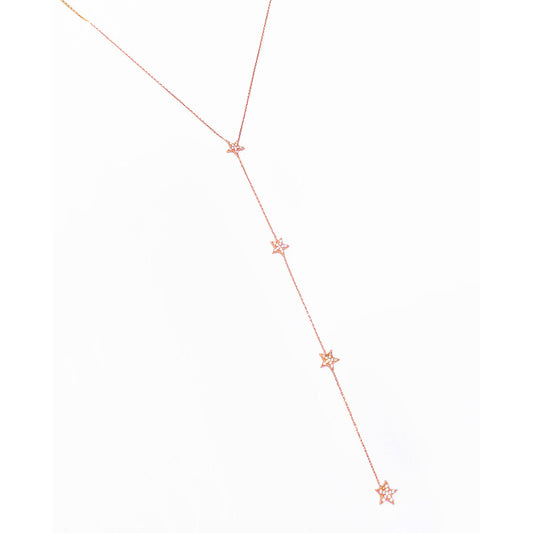 Long Necklace Y Necklaces with Stars, Extra Long Necklaces, Silver Cz Necklaces, Zirconia Necklaces