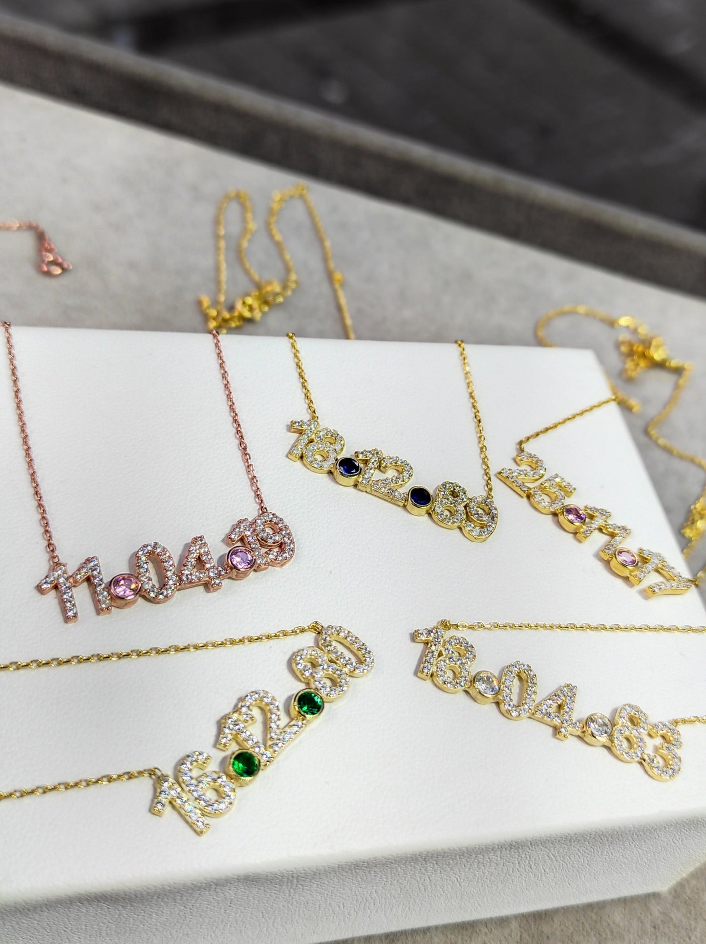 Personalized Necklace, Custom Initial Necklace, Christmas Gift ,Wedding Date Necklace, Bridesmaid Gift - With Zircon Stone
