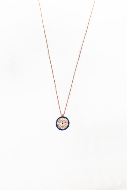 Classic Stone Evil Eye Bead Silver Necklace